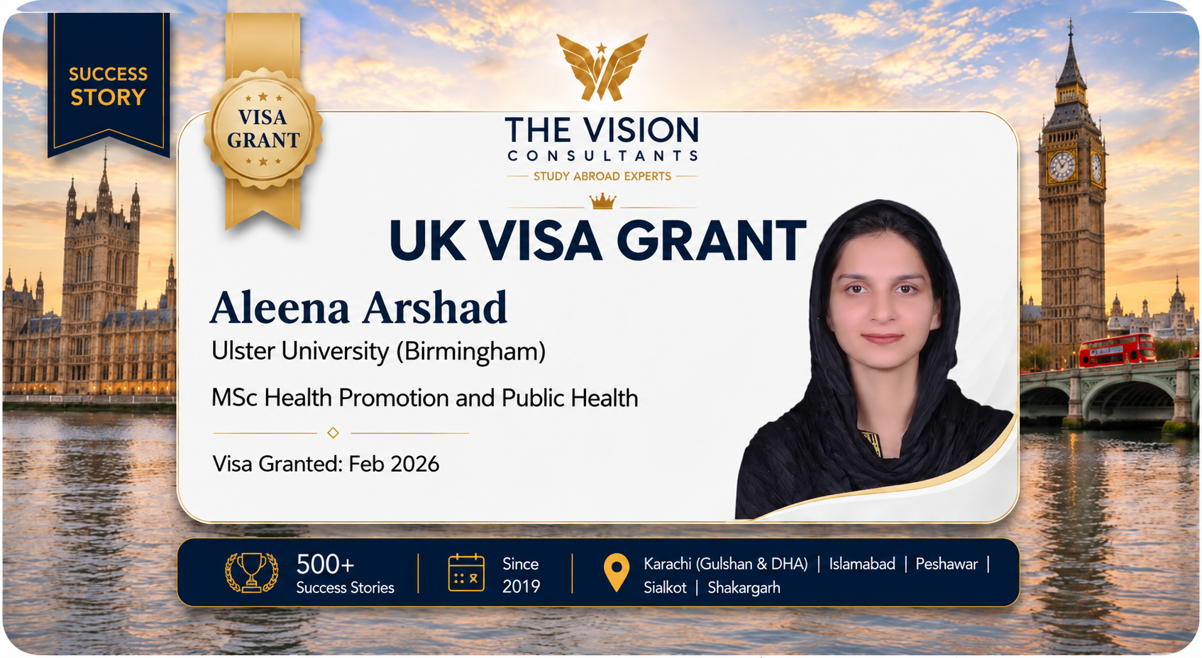 Aleena Arshad — UK Visa Grant